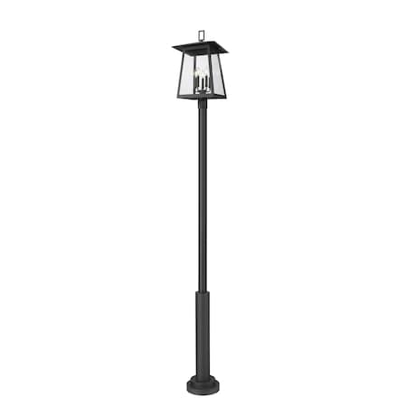 Z-Lite Rainer 5 Light Outdoor Post Mounted Fixture, 15.5in. W x 122in. H, Black 5015PHXLR-5010P-BK